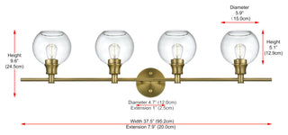 Elegant Lighting LD2322 Collier 4 Light 38"W Vanity Light - Satin Gold