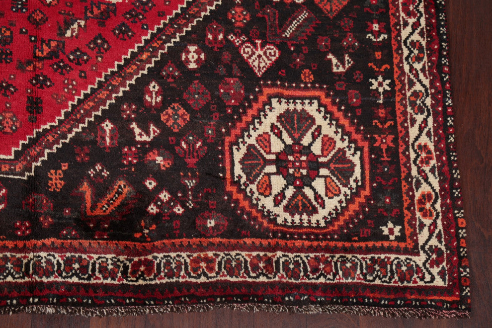 Consigned, Hand-Knotted Vintage Oriental Traditional Persian Area Rug, Red, 7x11