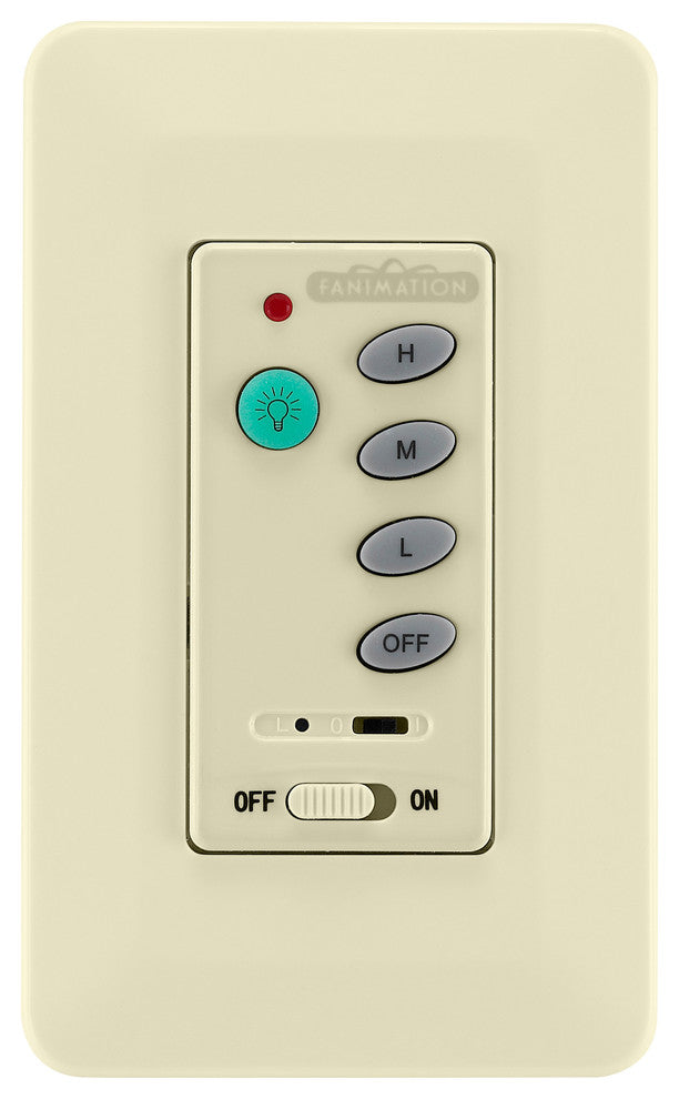 Three Speed Wall Control Non-Reversing, Fan Speed and Light, Light Almond