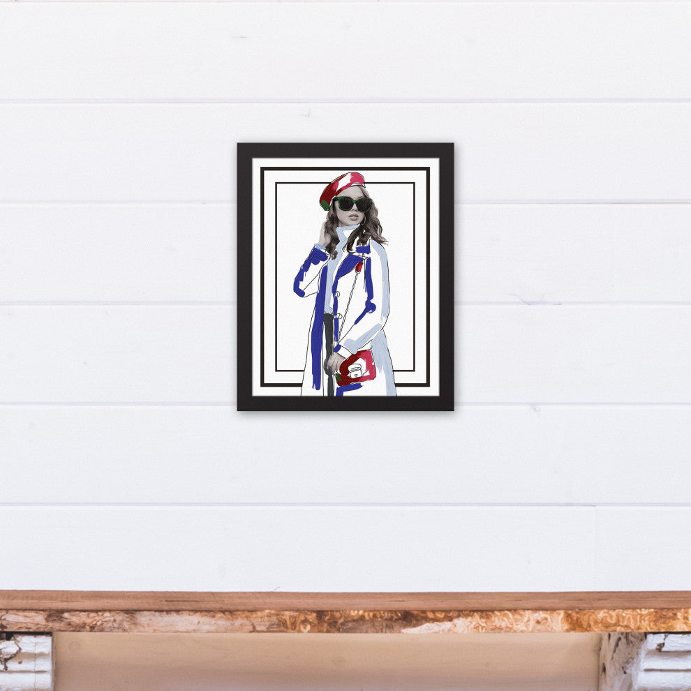 Fashion Illustration 11x14 Black Framed Canvas