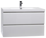 ConceptBaths 36" Angela Wall-Mount Bath Vanity, Gloss White