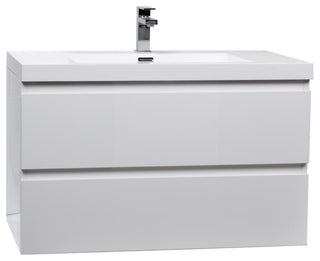 ConceptBaths 36" Angela Wall-Mount Bath Vanity, Gloss White