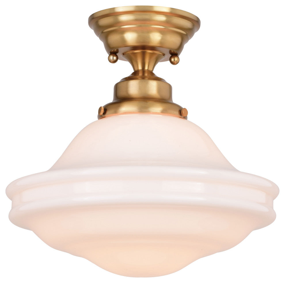 Vaxcel Lighting C0176 Huntley 1 Light 12"W Semi-Flush Ceiling - Natural Brass