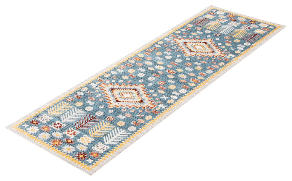 Aqua Gypsy Area Rug, Blue, 2'6"x8'