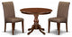 3 Pc Table, Chairs Dining Set, Mahogany Wood Table, 2 Brown Faux Leather Chairs