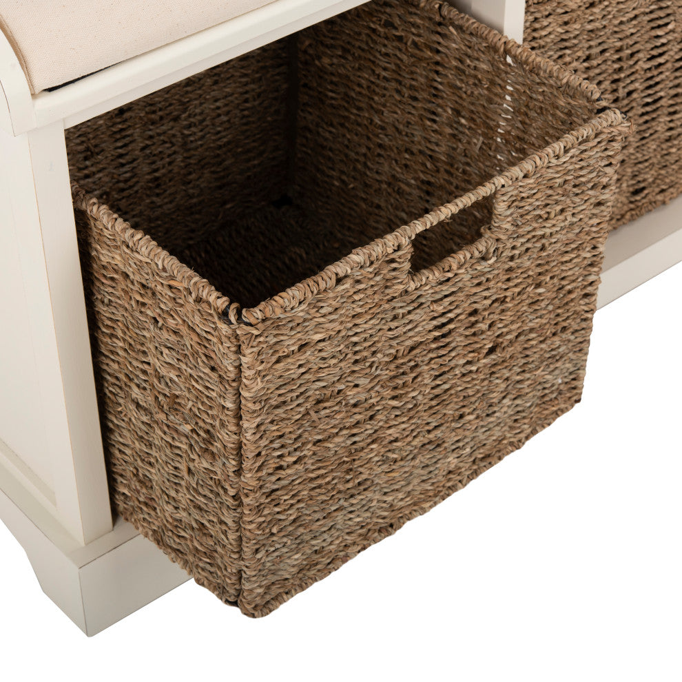 Safavieh Lonan Wicker Storage Bench, White
