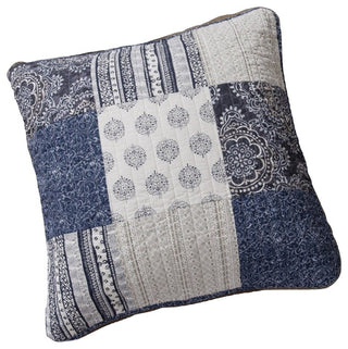 Navy Floral Patchwork, Euro Sham, Denim Blue