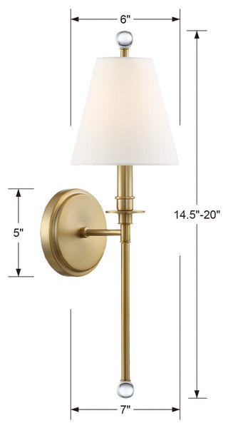 Riverdale 1 Light Aged Brass Wall Mount