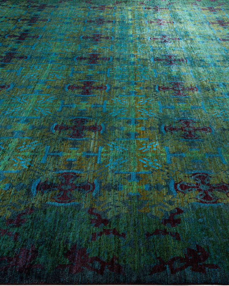 Suzani, One-of-a-Kind Handmade Area Rug Gray, 12' 2" x 11' 9"