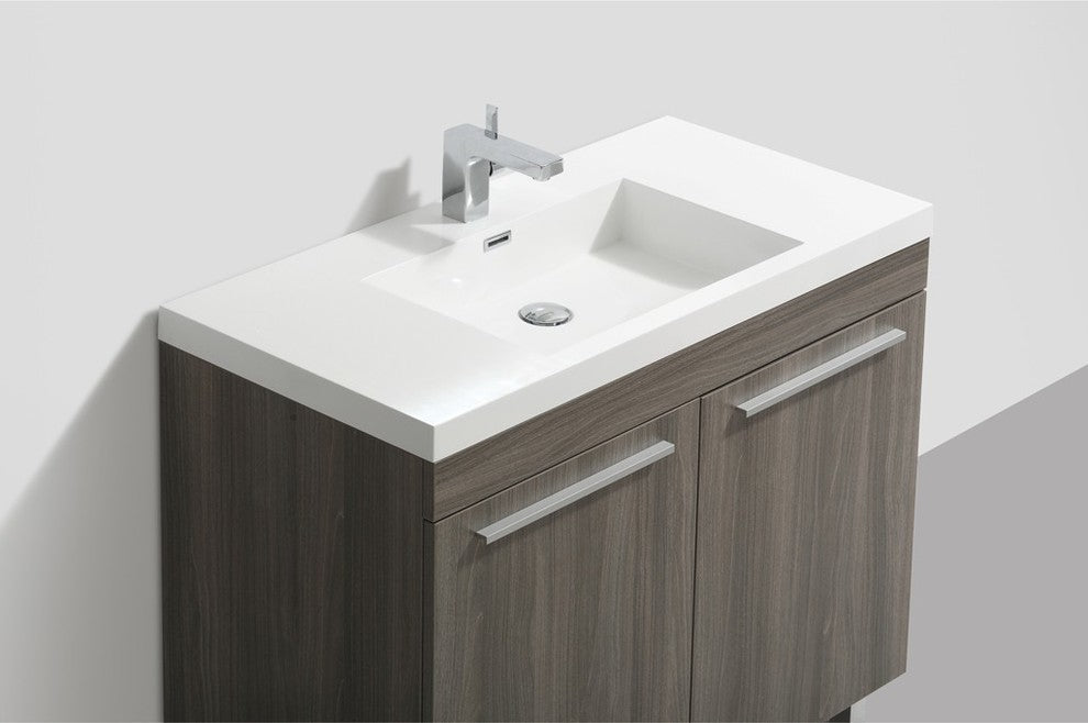 Aquamoon Ocean Modern Bathroom Vanity Set, Maple, 39 1/8", Milan Chrome Faucet