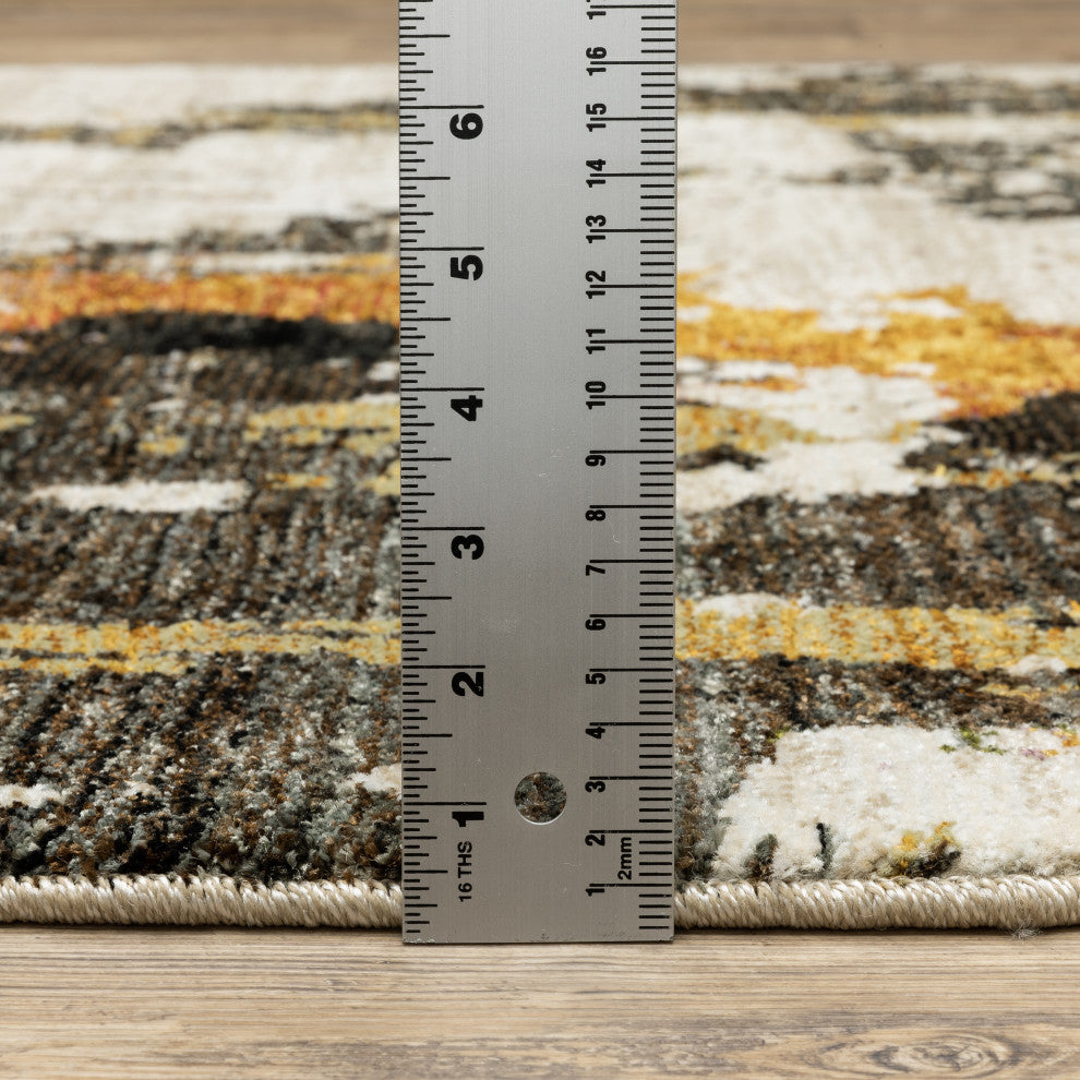 Oriental Weavers Evolution Beige/ Charcoal Abstract Indoor Area Rug 7'10" RND