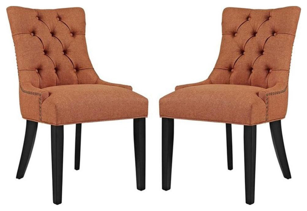 Orange Regent Dining Side Chair Fabric Set of 2