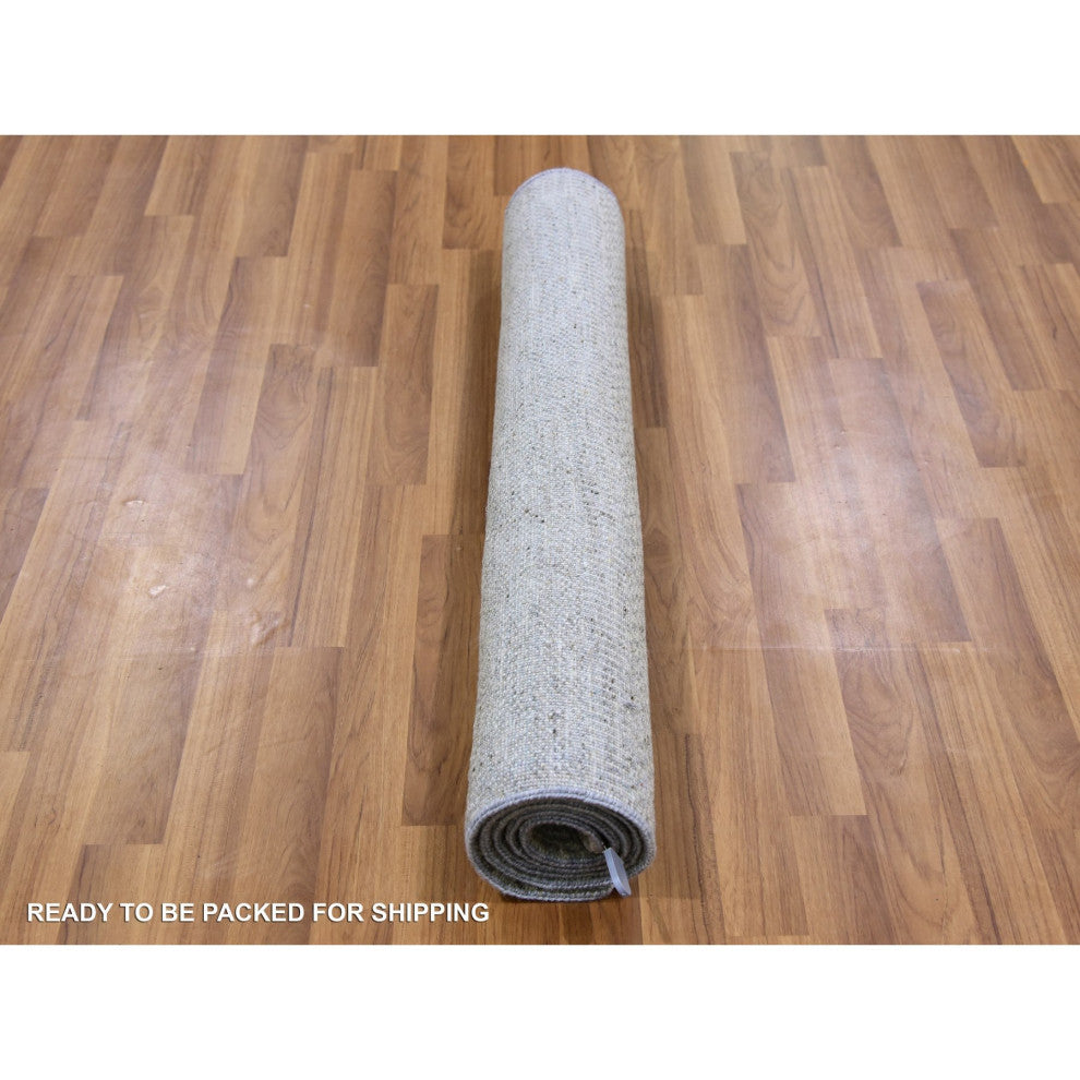 Perfect Gray Undyed Wool Modern Grass Design Hand Knotted Oriental Rug 3'x5'3"