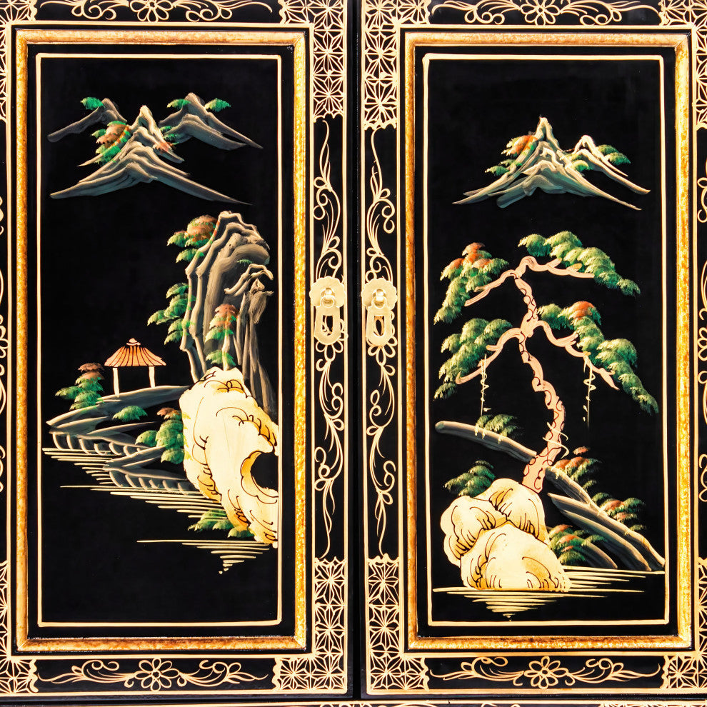 Black Lacquer Sideboard Landscape