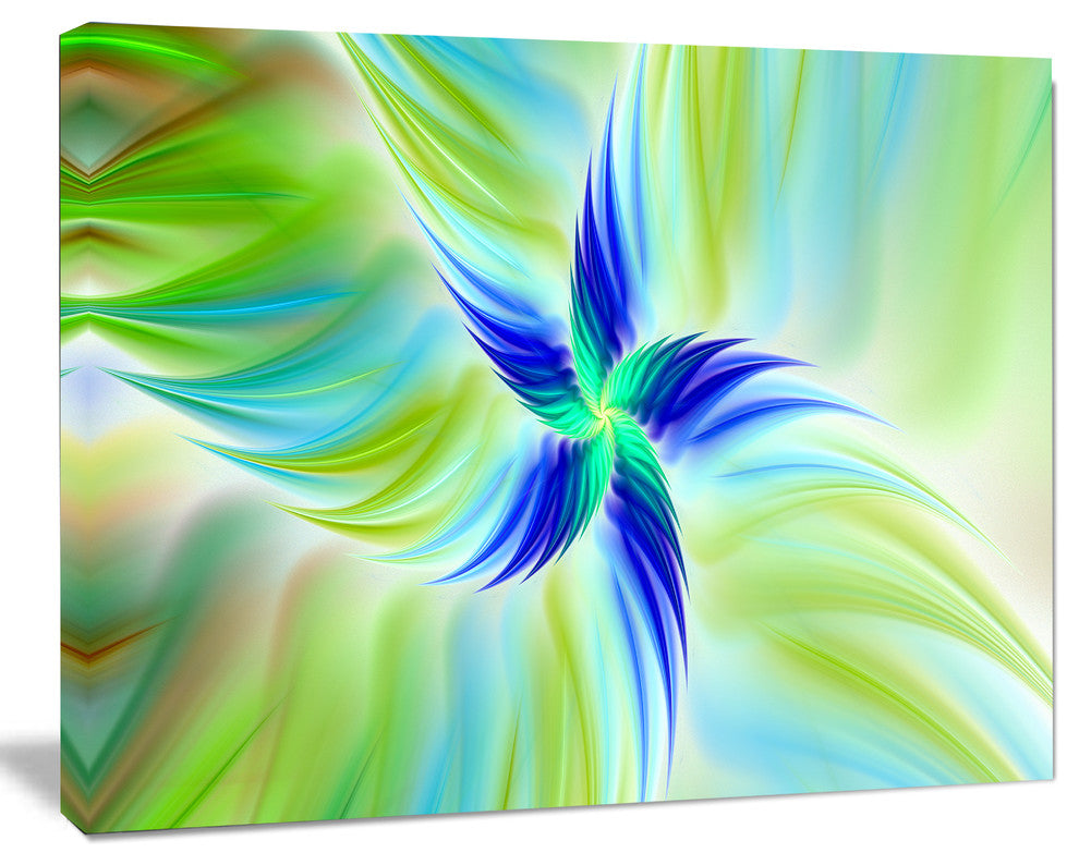Huge Rotating Green Flower, Floral Canvas Art Print, 40"x30"
