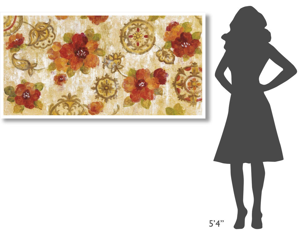 "Hibiscus and Mandala" Digital Paper Print by Silvia Vassileva, 62"x32"