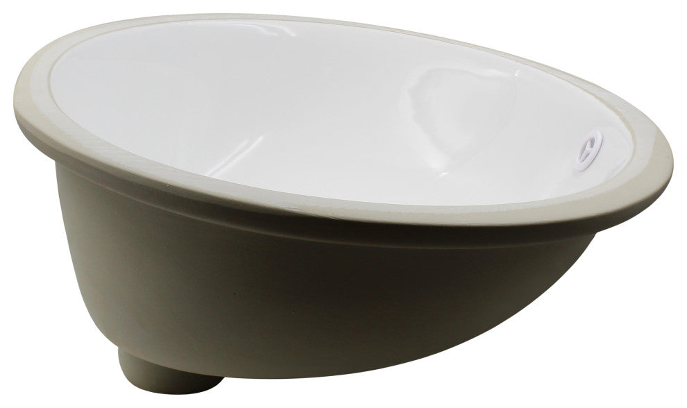 NP-U191307 Oval Undermount White Porcelain Sink with Overflow Drain Options, Chrome