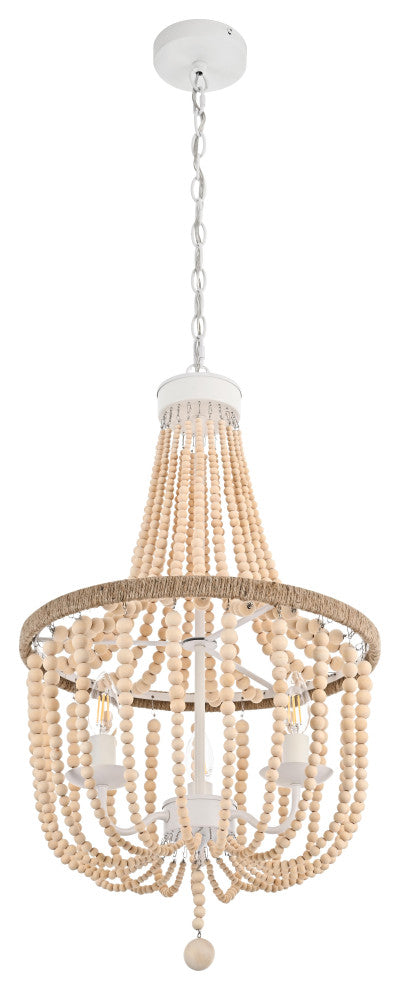 Home Living 16" Beaded Pendant, Beige