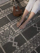 Outdoor Collection Geometric Pattern Bohemian Rug, Black, 5'3"x7'6"
