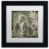 Color Bakery 'Elephant 1' Art, Black Frame, White Matte, 11"x11"