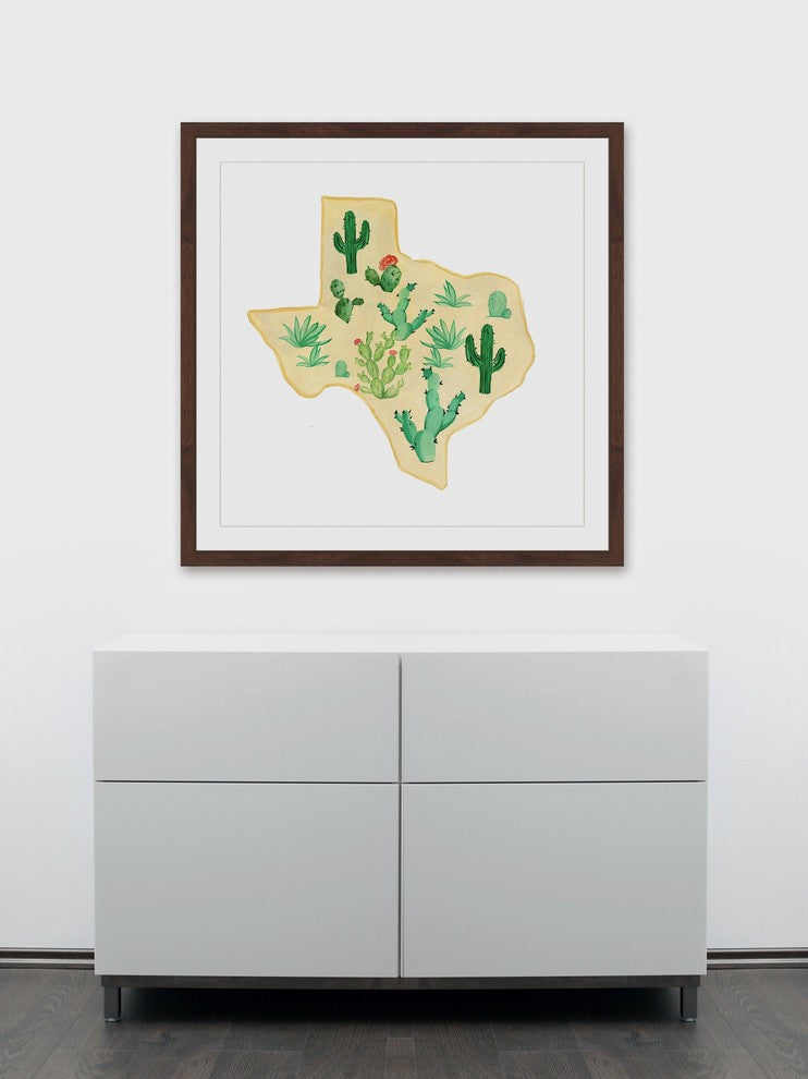 "Texas Cactus" Framed Painting Print, 18x18