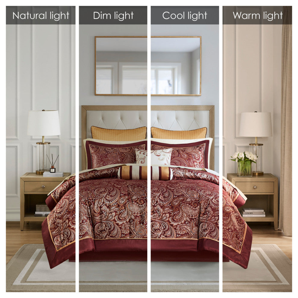 Madison Park Jacquard Comforter 12-Piece Set With Piping, Queen