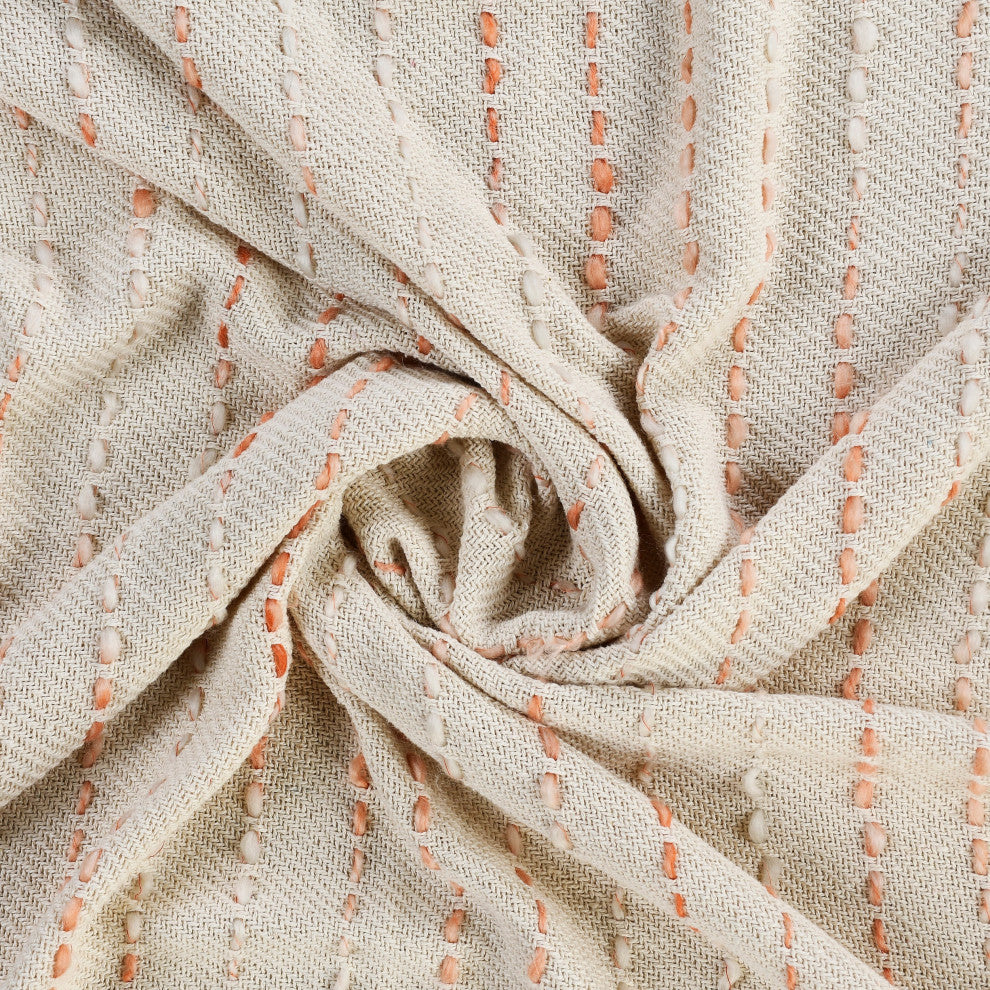 Shimmer Stripe Woven Throw Blanket with Fringe, Peach