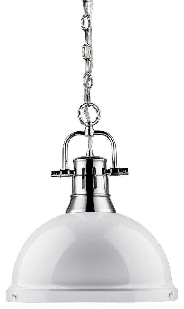 Golden Lighting 3602-L-CH Duncan 1 Light 14"W Pendant - Chrome / Seafoam
