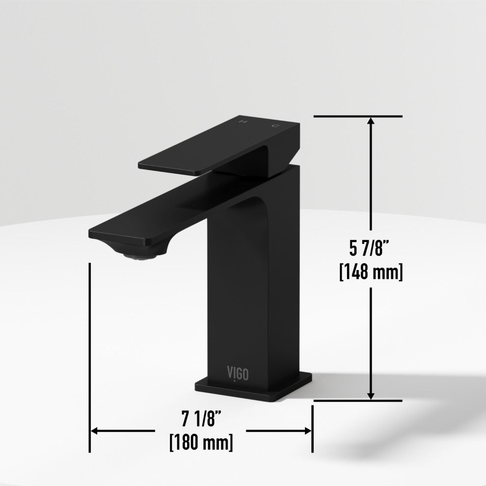 VIGO Dunn 6" H Single Handle Single Hole Bathroom Faucet, Matte Black, Without Extras