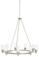 Chandelier 9-Light, Brushed Nickel/Clear With Satin Etched Cased Opal Glass