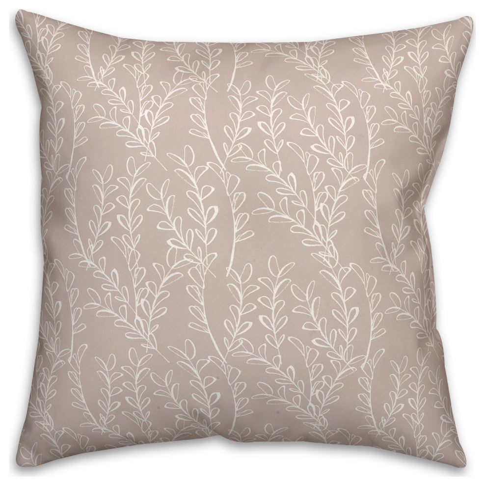 Simple Leafy Branch Pattern 18x18 Spun Poly Pillow