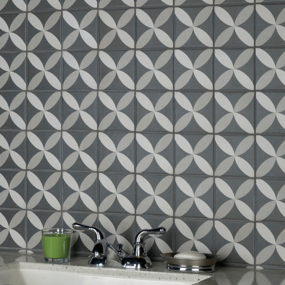 Twenties Mini Ceramic Floor and Wall Tile, Petal