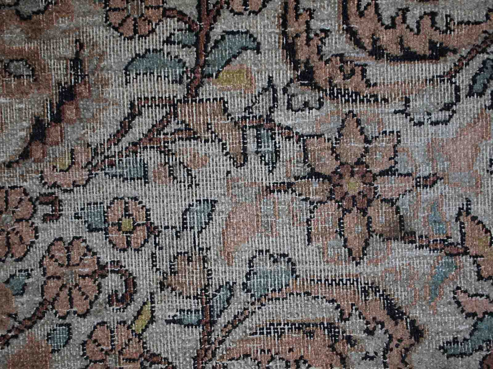 Handmade vintage silk Indo-Tabriz rug 3.2' x 5.3' (100cm x 162cm) 1950s
