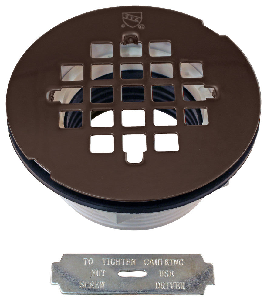 2" PVC Shower Drain Assembly and Grid, Polished Brass, Oil Rubbed Bronze