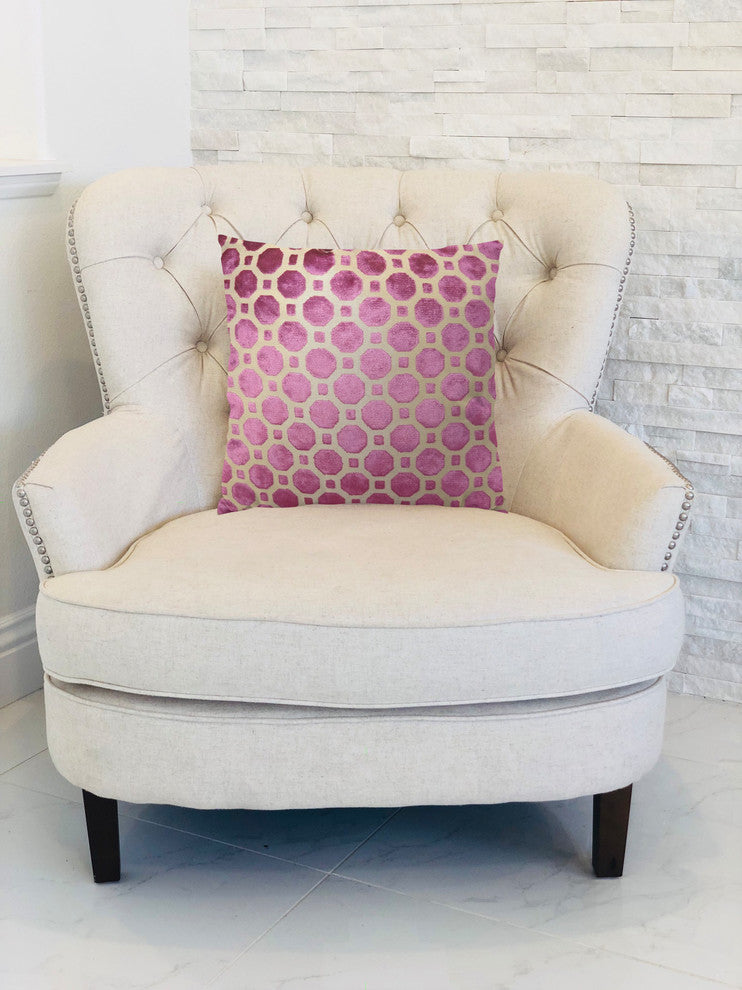 Plutus Velvet Geo Handmade Throw Pillow, (Double sided  22" x 22")