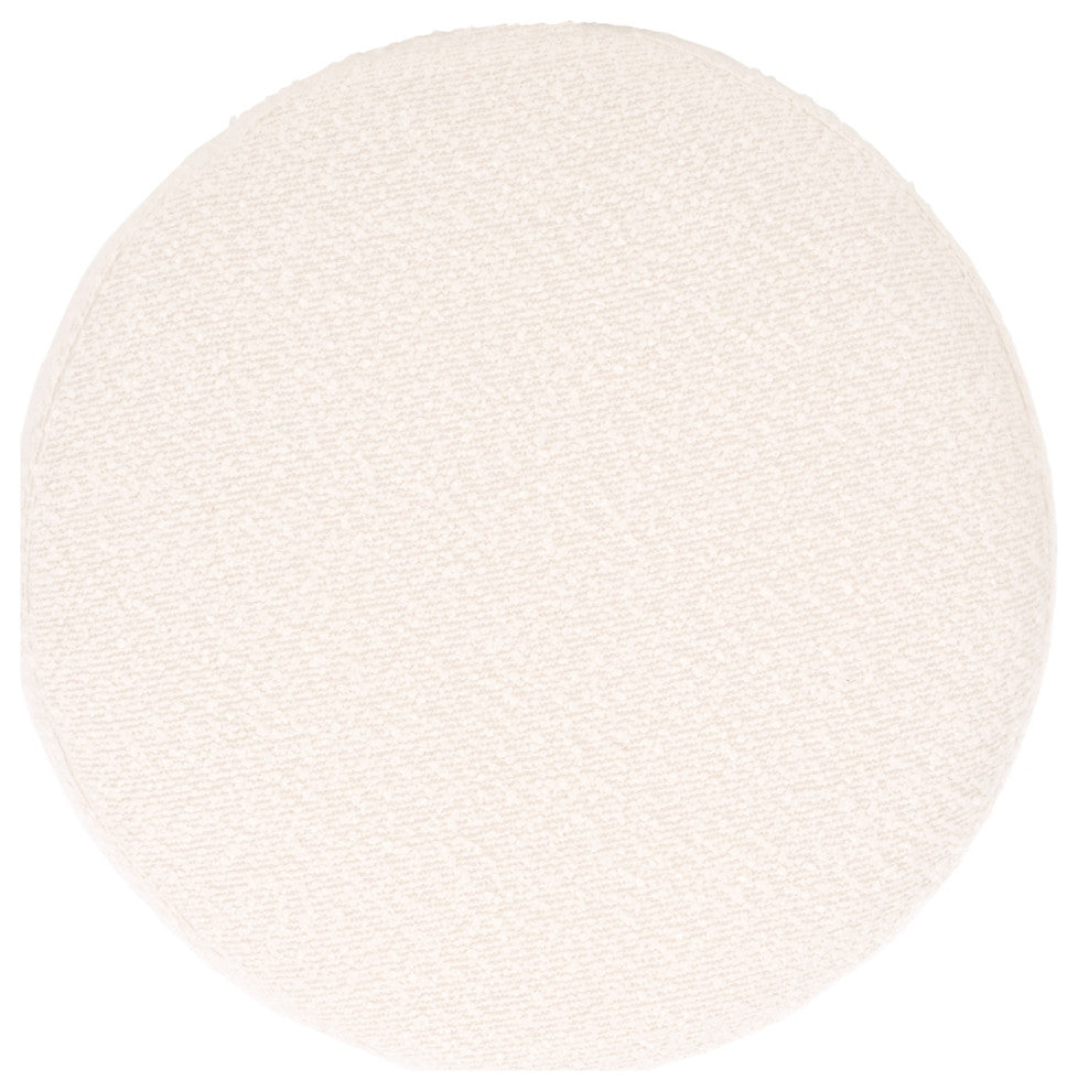Safavieh Couture Jessa Round Boucle Ottoman, Ivory/Black