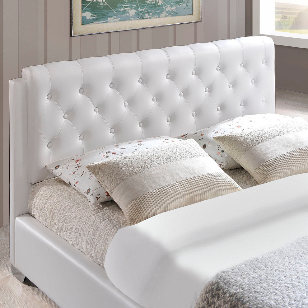 Modern Contemporary Bedroom Queen Bed Frame White
