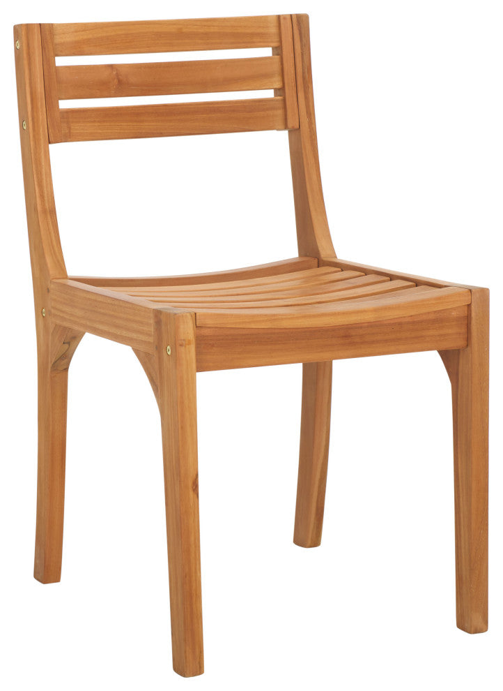 Safavieh Indoor-Outdoor Anna Solid Teak Chair, Set of 2, Natural