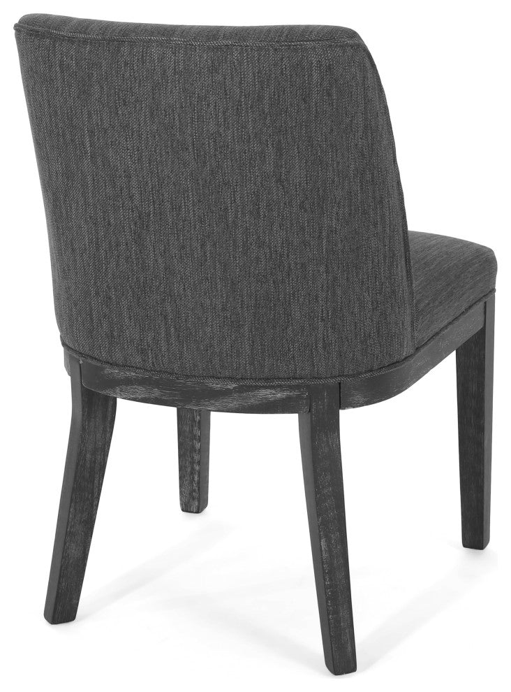 Boise Contemporary Fabric Upholstered Wood Dining Chairs, Set of 2, Charcoal/Weathered Gray