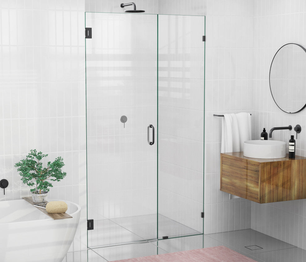 78"x45" Frameless Shower Door Wall Hinge, Matte Black