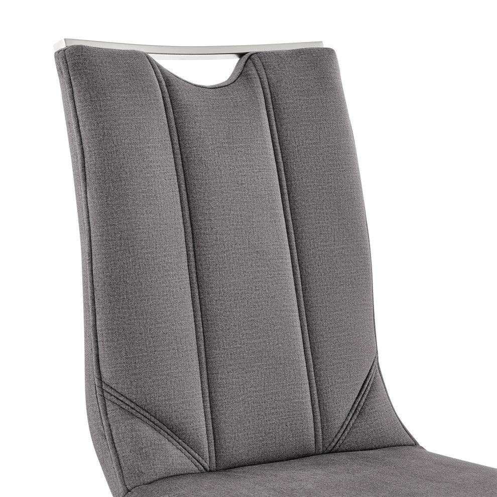 Pacific Gray Dining Room Accent Chair Set of 2, Gray and Stainless Steel