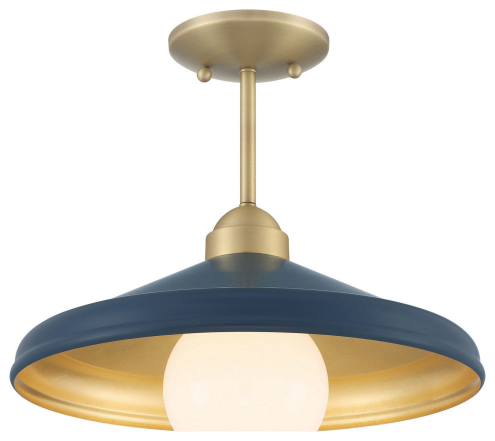 Brooks Matte Navy 14" Semi-Flush Mount Ceiling Barn Light