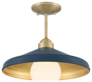 Brooks Matte Navy 14" Semi-Flush Mount Ceiling Barn Light