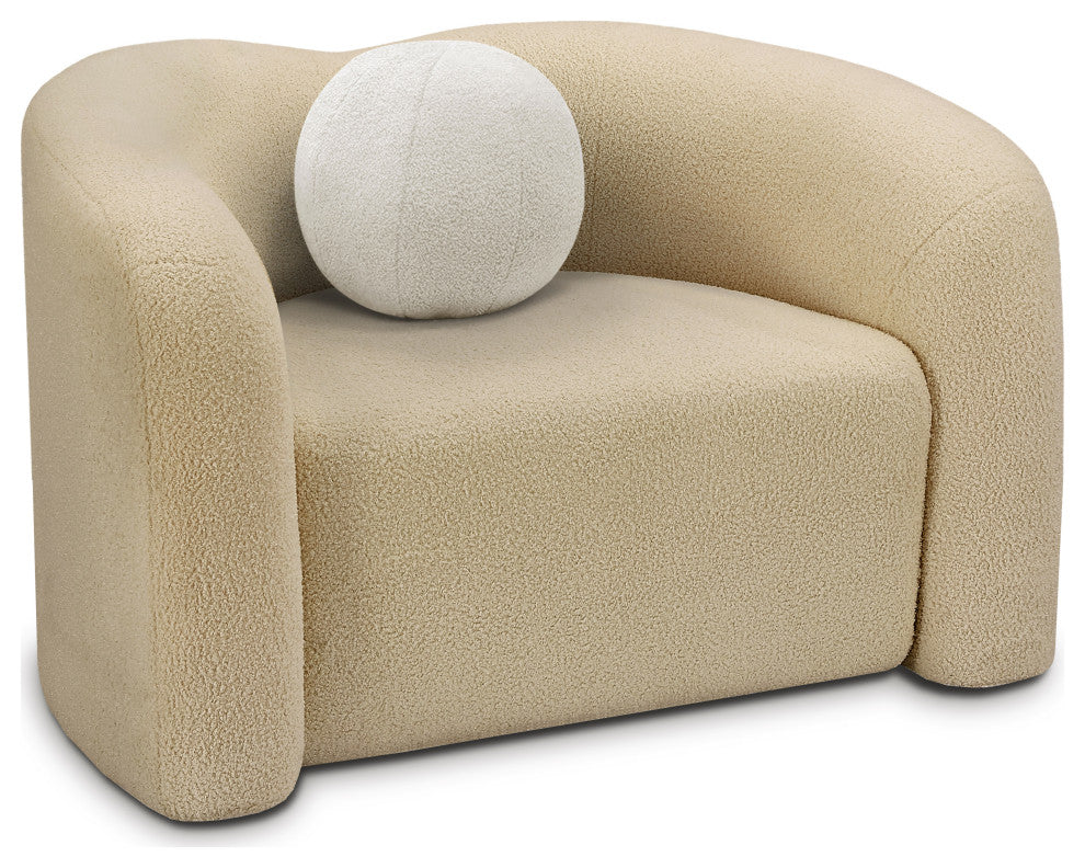 Kali Faux Shearling Teddy Fabric Upholseterd Chair, Beige