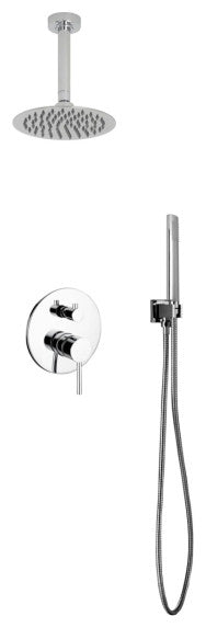Aqua Rondo Shower Set, 8" Ceiling Mount Square Rain Shower and Handheld, Chrome