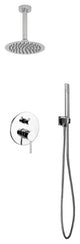 Aqua Rondo Shower Set, 8" Ceiling Mount Square Rain Shower and Handheld, Chrome