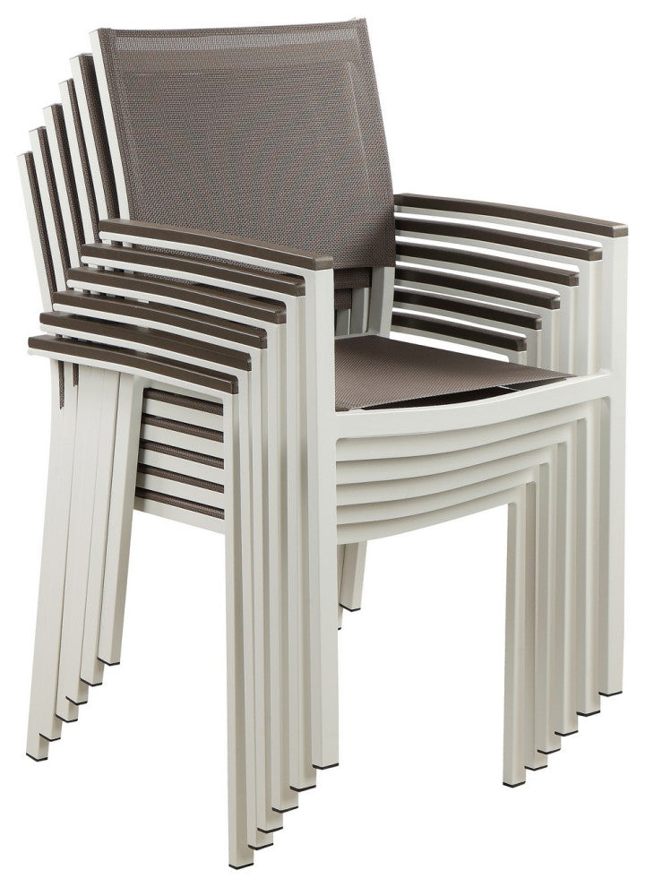 Benzara BM287791 Fifi 21" Set of 6 Dining Chairs, Aluminum Frame, Gray Fabric