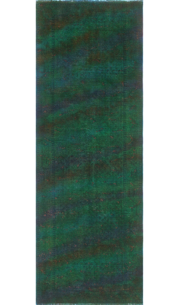 Vintage Distressed Albertee Green/Purple Runner, 3'3x9'4