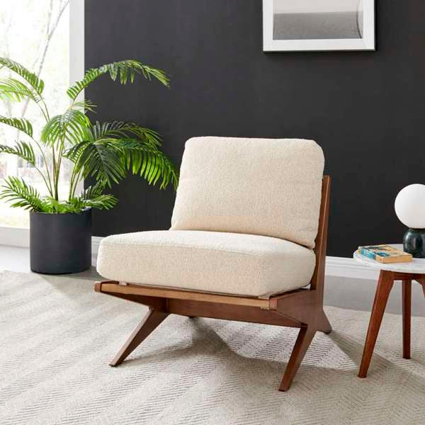 Chandler Armless Accent Chair, Palladian Beige, Fabric