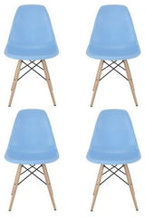 Light Blue Midcentury Modern Plastic Dining Chair, Set of 4